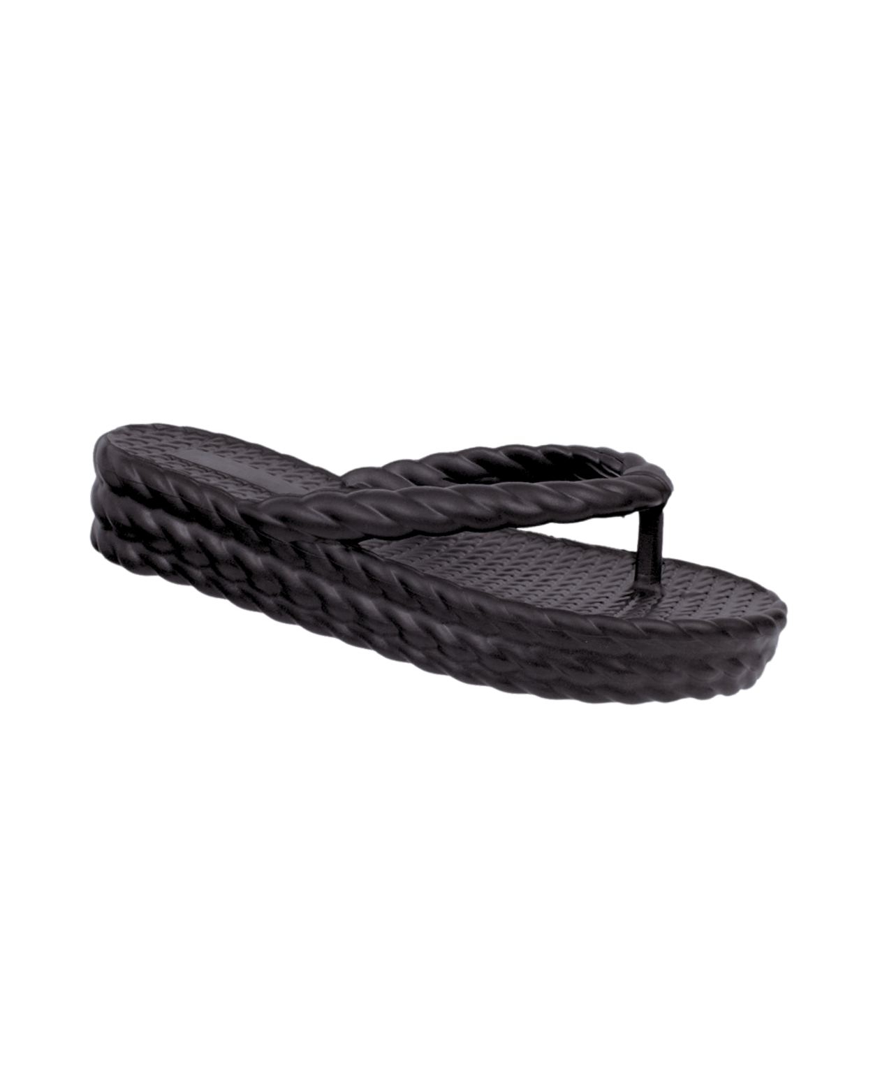 Black Three Braid Sandália Plataforma Feminino