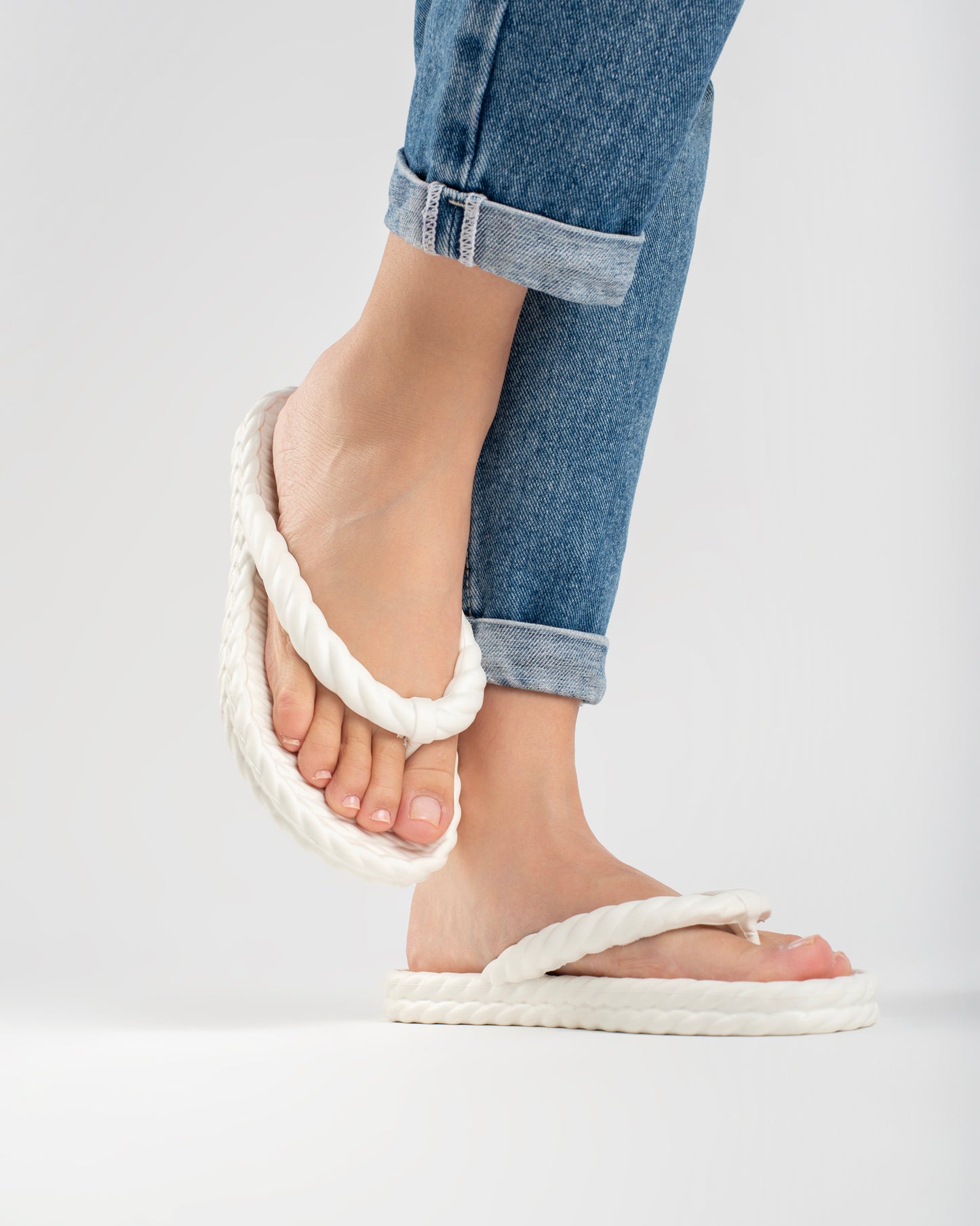 White Braid Chinelo Feminino