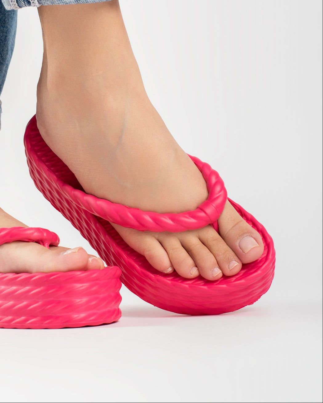 Pink Four Braid Sandália Plataforma Feminino
