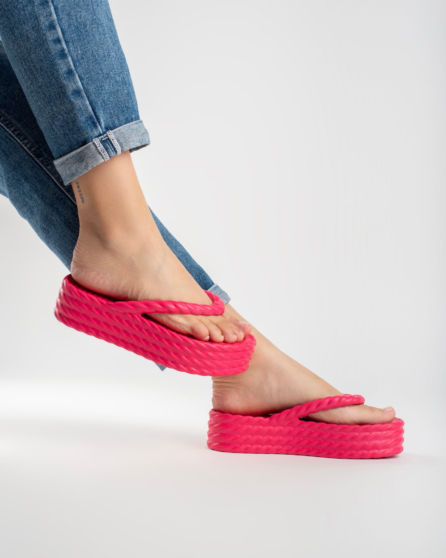 Pink Four Braid Sandália Plataforma Feminino