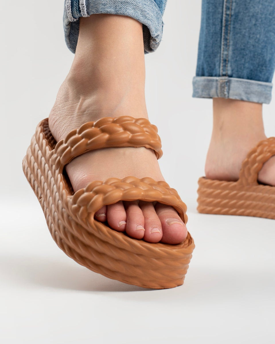 Caramel Cotton Sandália Plataforma Feminino