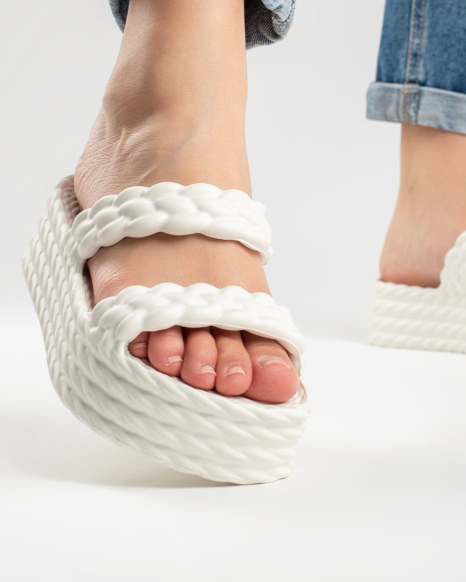 White Cotton Sandália Plataforma Feminino