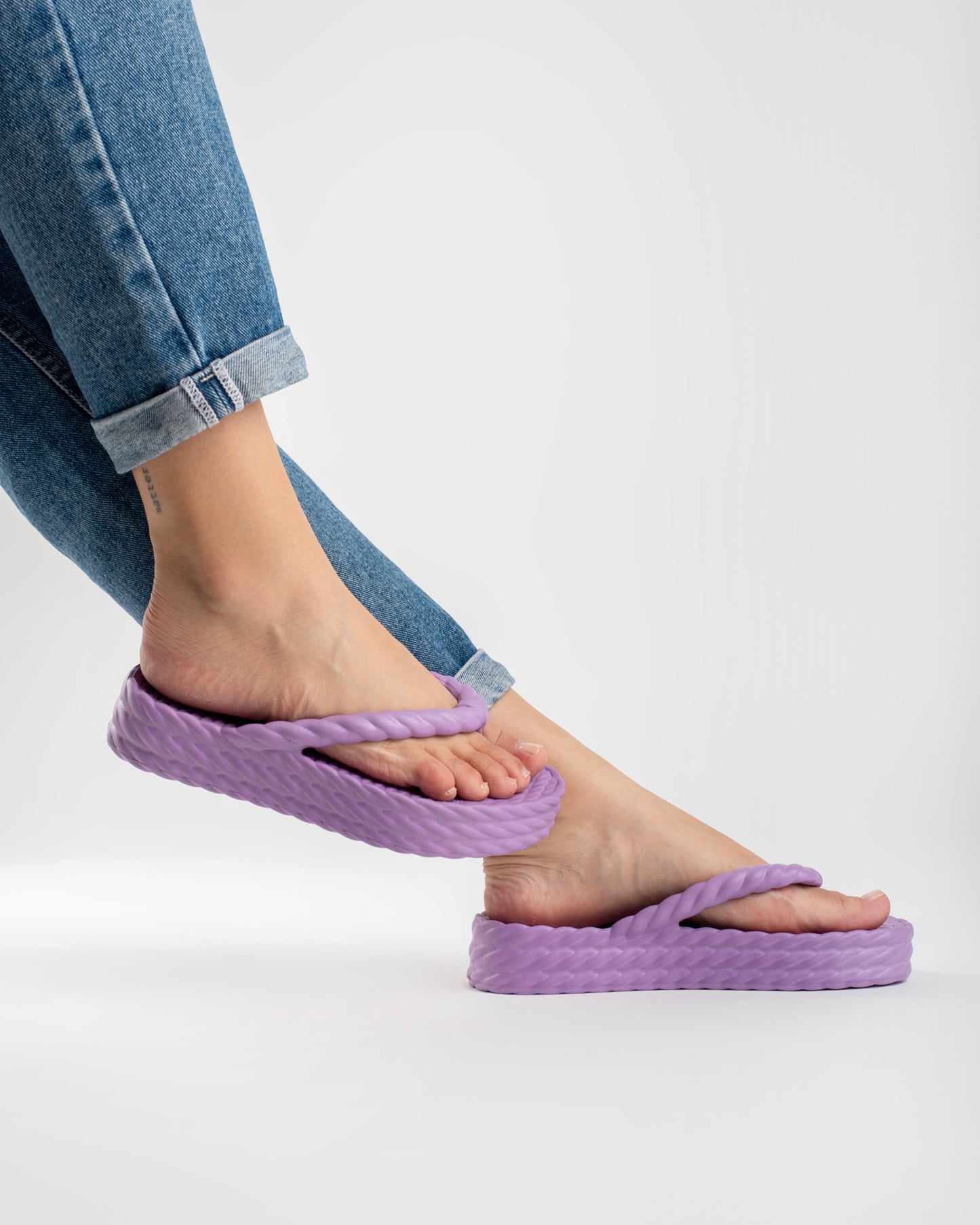 Purple Three Braid Sandália Plataforma Feminino