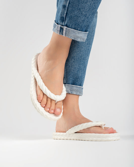White Braid Chinelo Feminino