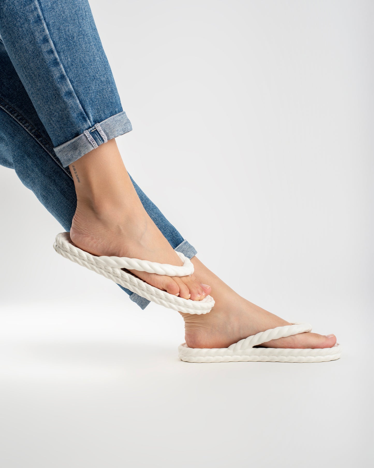 White Braid Chinelo Feminino
