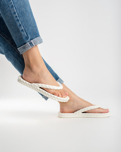 White Braid Chinelo Feminino