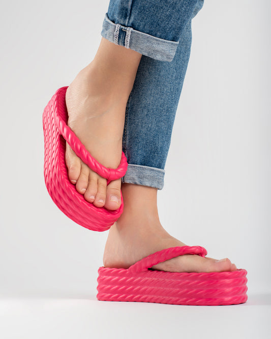 Pink Four Braid Sandália Plataforma Feminino
