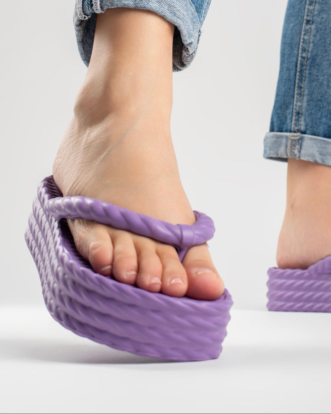 Purple Four Braid Sandália Plataforma Feminino