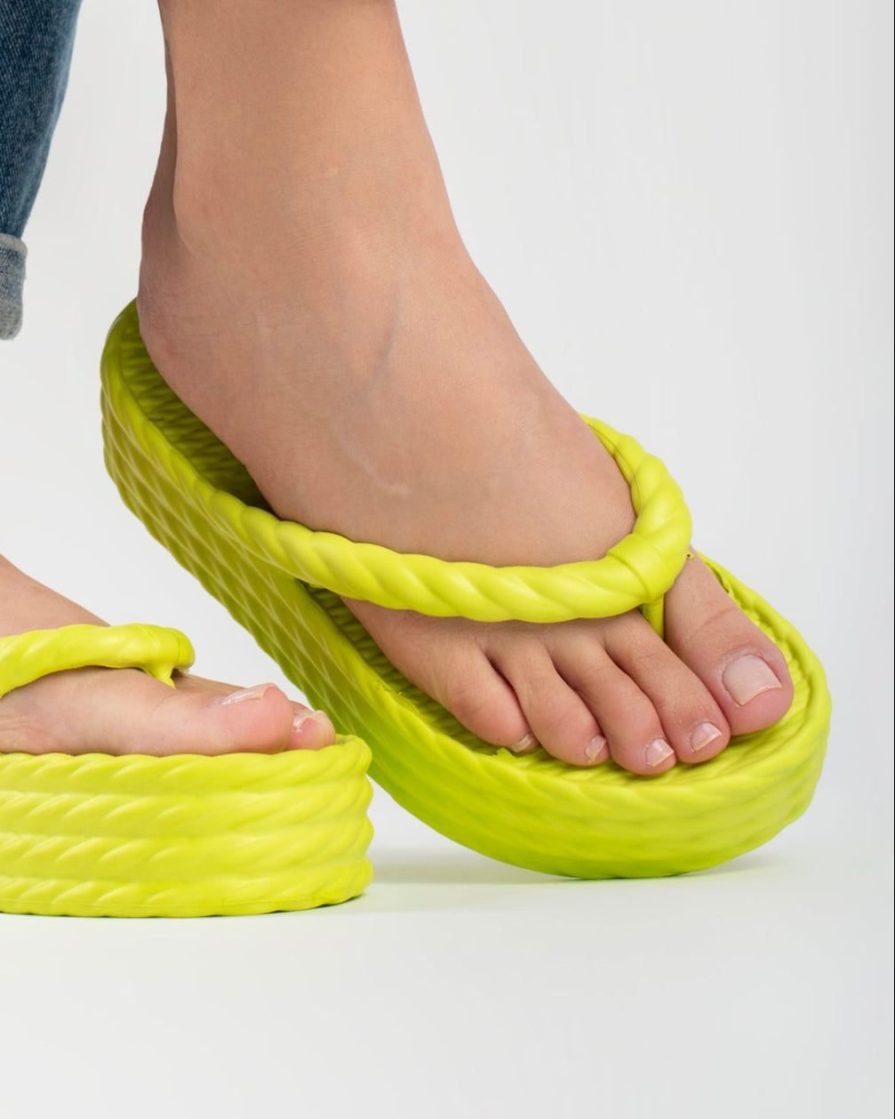 Lime Four Braid Sandália Plataforma Feminino