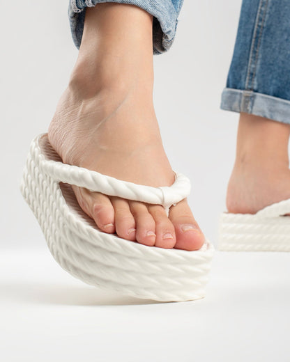 White Four Braid Sandália Plataforma Feminino