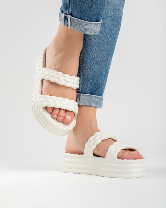 White Cotton Sandália Plataforma Feminino