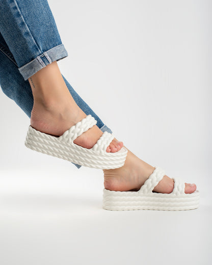 White Cotton Sandália Plataforma Feminino