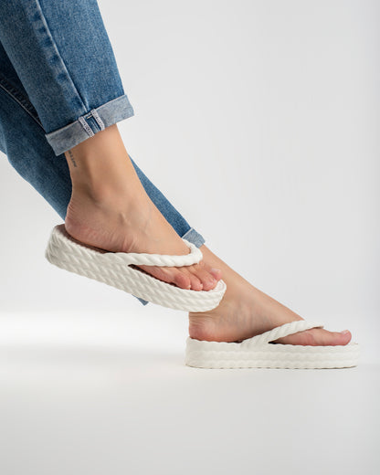 White Three Braid Sandália Plataforma Feminino