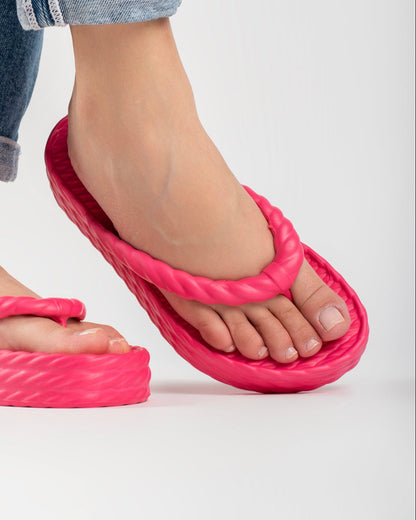 Pink Three Braid Sandália Plataforma Feminino