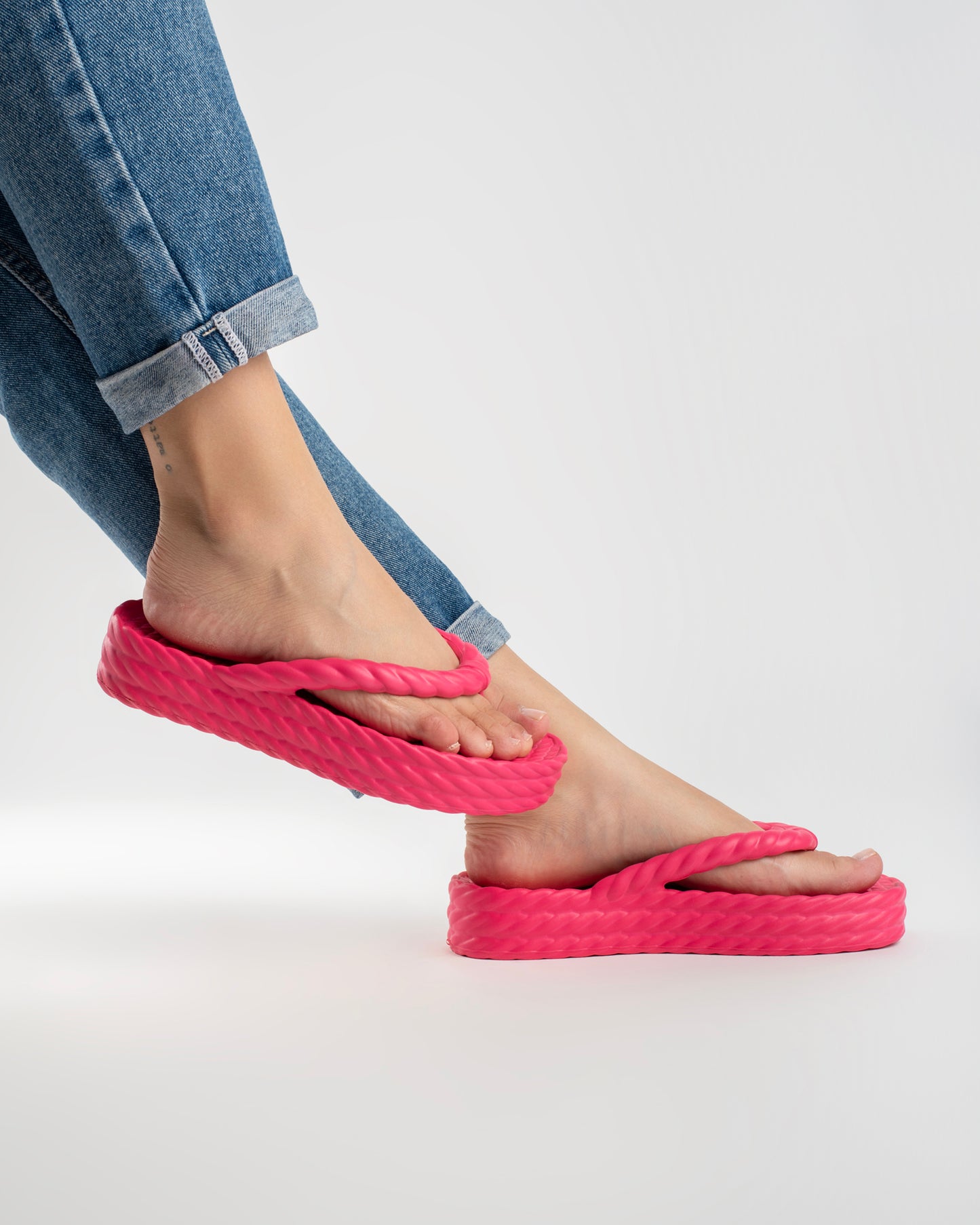 Pink Three Braid Sandália Plataforma Feminino