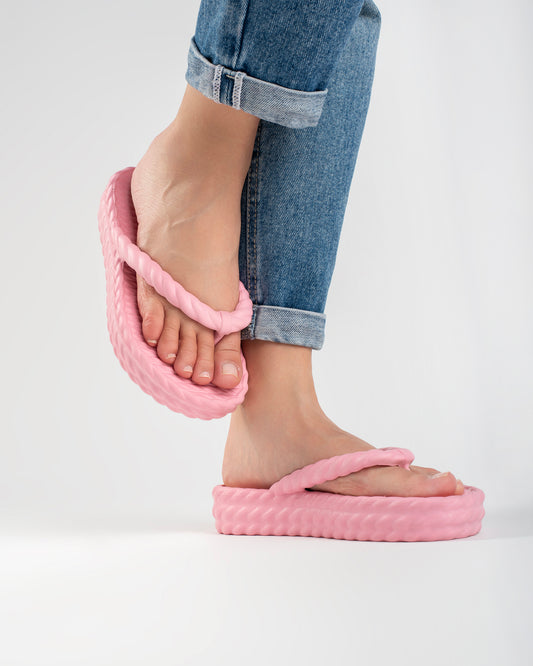 Baby Pink Three Braid Sandália Plataforma Feminino