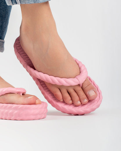 Baby Pink Three Braid Sandália Plataforma Feminino