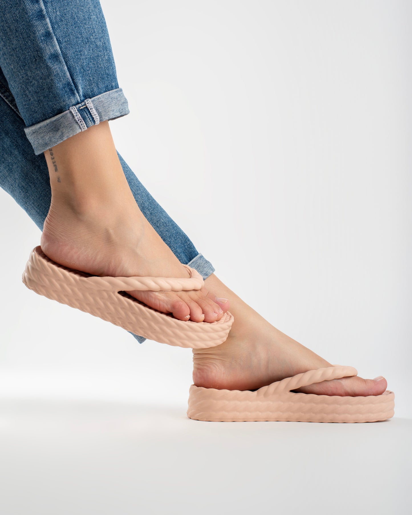 Cream Three Braid Sandália Plataforma Feminino